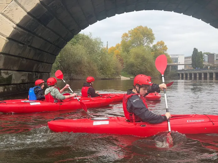 Kayaking on the river with the unit