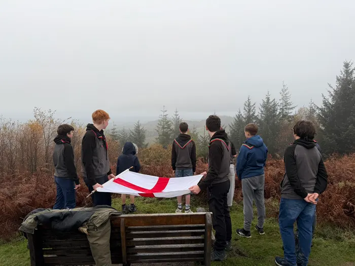 Triffid Explorers on parade at a remembrance ceremony